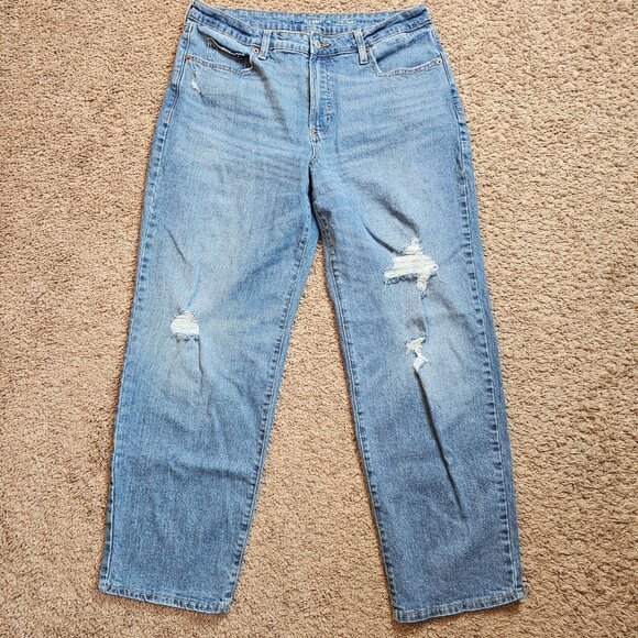 Old Navy Denim - Old Navy High Rise OG Loose Jeans Womens 14 34x29 Stretch Denim Distressed